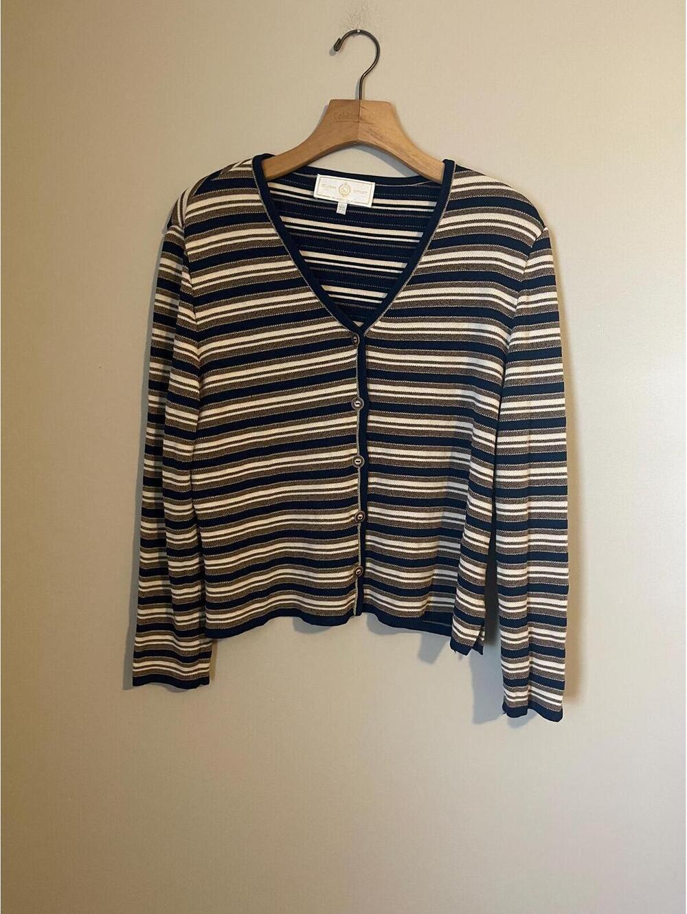 vintage ST JOHN Sport Preppy CARDIGAN Sweater Top large [COPY] [COPY]